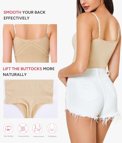 Image of Nebility Shapewear Bodysuits for Women - Tummy Control Square Neck Bodysuit Seamless Body Shaper