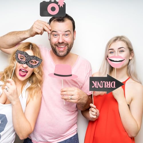 HEALSOPTHY 30 Szt. Sztuk Papierowych Rekwizytów Do Fotobudki Przyjęcia Ślubne Urodzinowe i Noworoczne Czarno-złote Dekoracje Imprezowe z Brokatem Zabawne Akcesoria Fotograficzne Festiwale