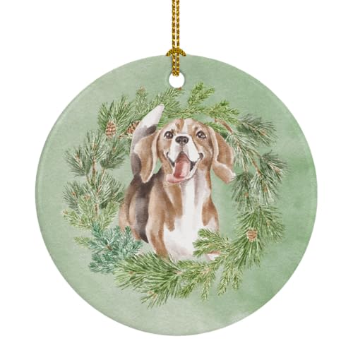 Caroline's Treasures Bull Terrier Dogs Ceramic Hanging Christmas Ornament