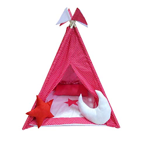Creative Textiles Tent House for Kids Cotton Tent House/Play House for 2 Yrs&Above Kids (Red), Tent House Theme