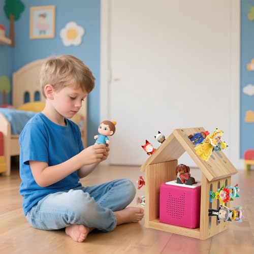 for Tonies Shelf, Compatible with Toniesbox 1 and Toniesbox 2 Tonies Magentic Wall Shelf for Creative Tonies Figures 12-40 Characters Wooden Tonie Storage Shelves for Kids Play Room(House Shape) by Conamily - Used condition - Image 7