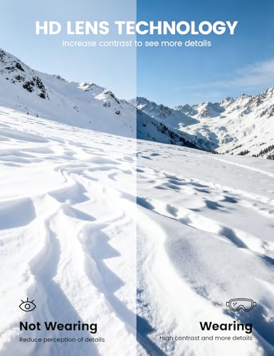 image for Lamicall Ski Goggles with 3X Anti-Fog - 100% UV Protection, OTG & Helm