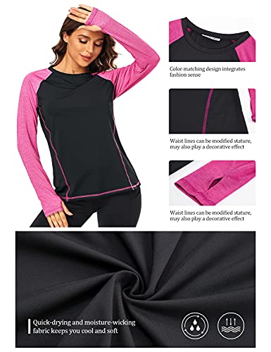 Chicho Fall Dry Fit Cool Loose Hiking Running Shirts Thumb Holes Women Long Sleeve, Outdoor Fishing Camping Workout Exercise Tops Clothes Lightweight Tennis Sports T-Shirt Comfortable Green M #TOP4