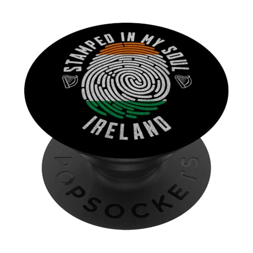 Drapeau Irlande estampillé avec Inscription « My Soul » et « Emerald Isle Irish Pride » PopSockets PopGrip Adhésif
