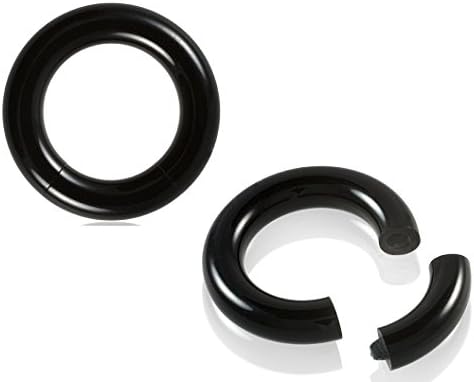 Lobal Domination Pair Black Acrylic Segment Rings Captive Bead Body Jewelry (4g - Diameter 5/8")