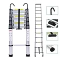20.5ft Aluminum Telescoping Ladder Folding Telescopic Extension Ladder with 2 Roof Hooks EN131 Safe Standard Adjustable Height for Home Building Garden Attic Loft Decoration Painting 330lb Capacity