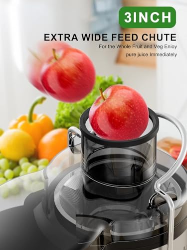 Loilat Juicer Machine, 500W Juicer With 3 Inch Wide Mouth For Whole Fruits And Veg, Centrifugal Juice Extractor With 3-Speed Setting, Easy To Clean thumb #3