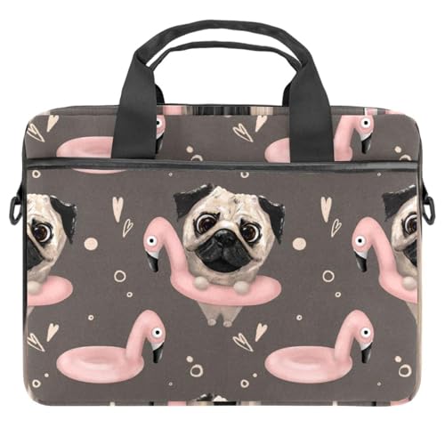 Funda de carlino y flamenco para portátil de 14 pulgadas ideal para la universidad