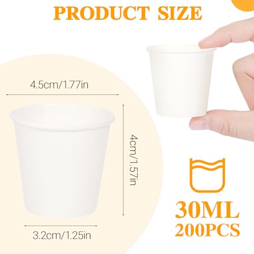 Zorplex 200 Stück 30ml Weiße Pappbecher, Kleine Einwegbecher für Espresso, Kaffee, Tee, Dips und Getränke, Mini Portionsbecher für Heiße und Kalte Drinks, Party, Büro und Veranstaltungen (200 * 30ml)