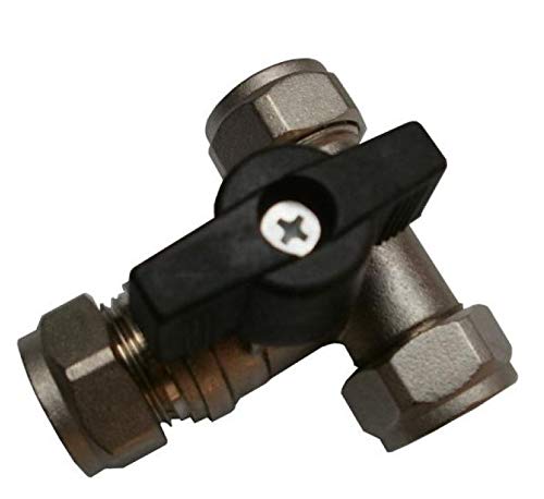 Lever 15mm Large Bore Tee Isolation Valve- Chrome - Pack of 2