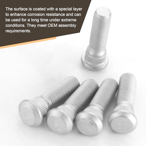 Image of 5 PCS Car Tire Screw Rod, 48 mm x 19 mm M12 x 1.5 Rust-Proof Extended Wheel Hub Fixing Screw, Precise Match Bolts Replacement Part 90942-02049, Compatible with Specific Models (Silver)
