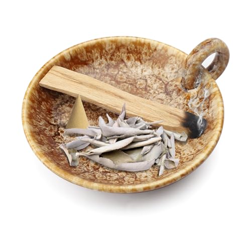 APOMOONS Sage Holder, Smudge Stick Burner Bowl, Palo Santo Holder, Candle Holder, Ceramics Incense Holder Burning Bowl, Smudging Plate, Sage Bundle Smudge Bowl, Palo Santo Stick, Incense