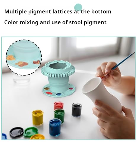 Image of Collapsible Brush Cleaning Rinse Cup, Brush Holder with Palette and Cleaning Cup, Integrated Silicone Brush Holder for Acrylics, Watercolors, Oils and Water-Based Paints (Purple)