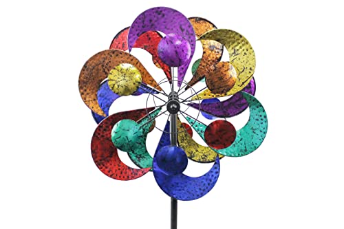 Red Carpet Studios 34714 Wind Art Steel Spinner Stake, 25" X 75", Multi Color Swirls & Circles #TOP1