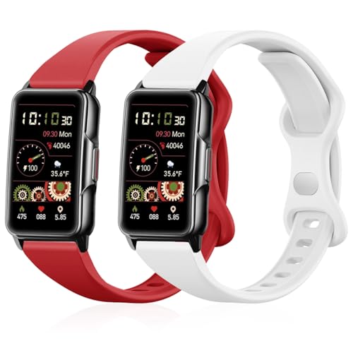 Lzwldan 2 Pack Slim Watch Bands Compatible with Mindrose H80 1.47 inch Smart Watch,Soft Silicone Sport Wacth Straps for Mindrose H80 Fitness Trackers IP68 for Women Men