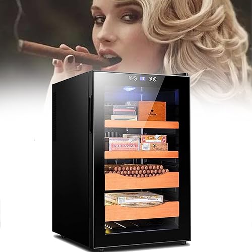 DPQYJPP Humidors cigar cabinet electronic cigar energy-saving cigar cabinet large-capacity cigar box high-end smoking set cigar thermoelectric cooler humidifier intelligent,Black