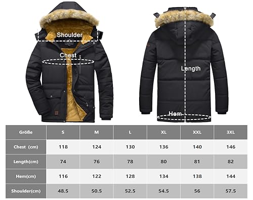 MAGCOMSEN Winter Jackets for Men Water Resistant heavy Coats Warm Fleece Lining Parka Casual Padded Puffer Jacket,Black,L - Image 6