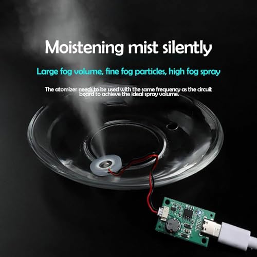 Image of Shockley USB Humidifier Module Spray Circuit Board Atomization 5V Plate Atomizer DIY Incubation Experimental Equipment Ultrasonic Mist Maker Humidifier Disc 108KHz with PCB for Home (1 Piece)