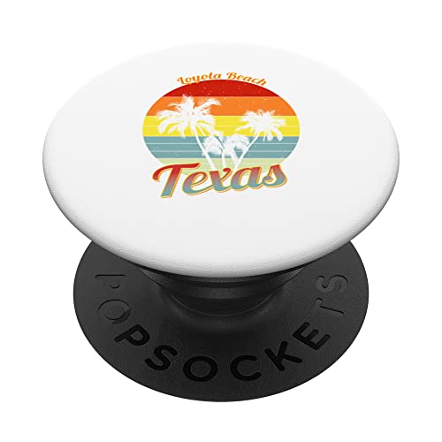 Loyola Beach Texas Retro Tropical Palmiers Vacances PopSockets PopGrip Interchangeable