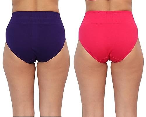 Image of GLAMORAS Women Cotton High Waist Full Coverage Broad Band Tummy Tucker Tummy Control Panty, Size L-3XL, Pack of 2 Panties