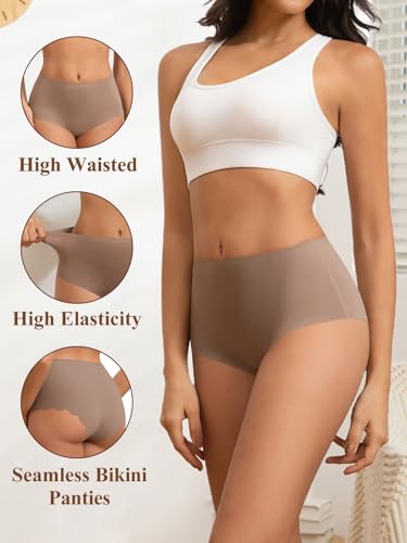 5 Pack Seamless Underwear for Women No Show Panties High Waisted Cheeky Bikini Soft Hipster Breathable Briefs2