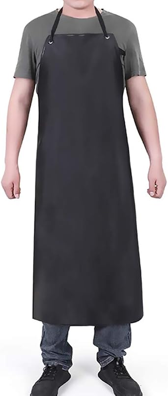 Waterproof Apron Rubber Vinyl, Heavy Duty 43" x 31" Plastic Apron Keeps You Clean and Dry When Dishwashing, Lab Work, Butcher