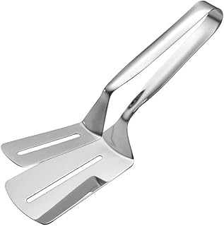410 Stainless Steel Steak Spatula & Grill Clamp, Multi-Purpose Food Clip for Frying Fish Bread Pancake, Korean BBQ Kitchen Tool (S(23cm))