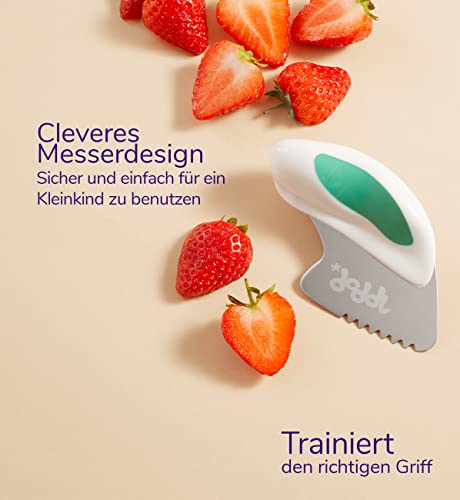 Foto von doddl 3-teiliges Messer-, Löffel- und Gabelset – Kleinkinderbesteck in wenigen Minuten erlernen, Kleinkinderbesteck ab 1 Jahr, Baby-geleitete Abstillhilfen, Aqua