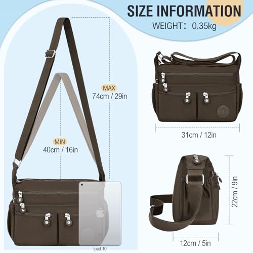 Image of Nylon Crossbody Bags for Women Waterproof Lightweight Large Travel Purses Multi-Pocket Pocketbooks Shoulder Bag