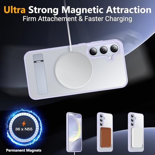 Image of SPIDERCASE Magnetic for Samsung Galaxy S24 Case, [3 Stand Ways][ Military Grade Drop Protection] with Invisible Stand Shockproof Slim Case for S24 6.2 inch, Light Purple
