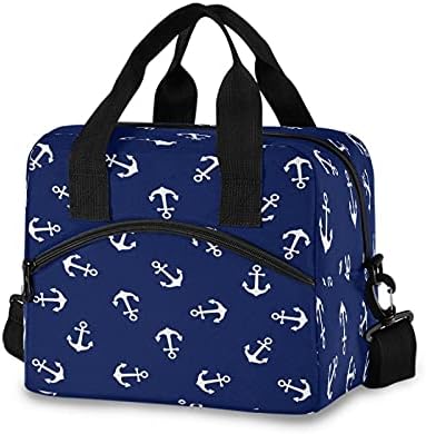 Lunch Bag Insulated Ocean Sea Anchor Large Lunch Box Meal Prep Women, Nautical Theme Reusable Lunch Cooler Tote Bag with Adjustable Shoulder Strap for Men Adult Work Kids Girls…