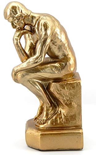 Bellaa 25587 The Thinker Statue Auguste Rodin Paris Thinking Man Fine Art Vintage Replica Museum Sculpture Figurine Farmhouse Boho Home Decor Bronze Golden 9 Inch #TOP23