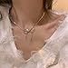 JSGHGDF Fashion Elegant Bowknot Pendant Necklace Sweet Cool Clavicle Chain Simple Necklace Statement Jewelry Neck Chain