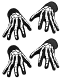 guanti da scheletro fosforescenti adulti bambini, 2 paia neri guanti da teschio halloween, guanti di scheletro fosforescenti per halloween, carnevale, giochi di ruolo, inverno (dito intero-adulti, 1)