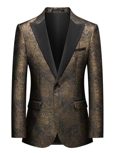 Luxurious Black Gold Galaxy Wedding Suits for Men Blazer Shawl Lapel One Button Flap Pocket Evening Party Formal