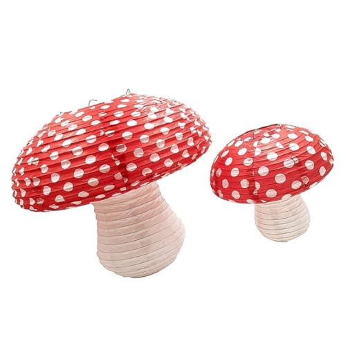OUNONA 2個 幼児園用かわいいキノコ形ちょうちん 軽量持ち運び簡単 パーティーや室内装飾にの装飾用紙灯籠
