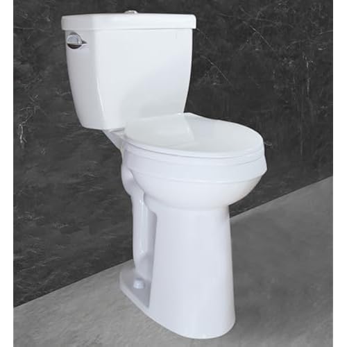 WinZo WZ5888TS 19 inches Tall Toilet Two Piece with Left Flush 1.28 GPF 20 inch Comfort Convenient Chair Seat Height For Seniors Tall Person,White