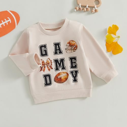 KMBANGI Kids Toddler Boys Girls Football Outfit Game Day Print Long Sleeve Sweatshirt Pullover Shirt Fall Winter Clothes3
