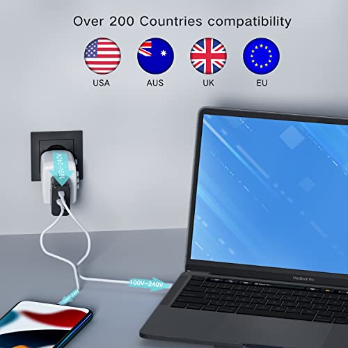 2000Watts International Travel Adapter Voltage Converter, Down Voltage 220 V To 110 V For Curling Iron Cell Phone Laptop, Us To Uk Europe Au Over 200 Countries Power Converter (White) #TOP2