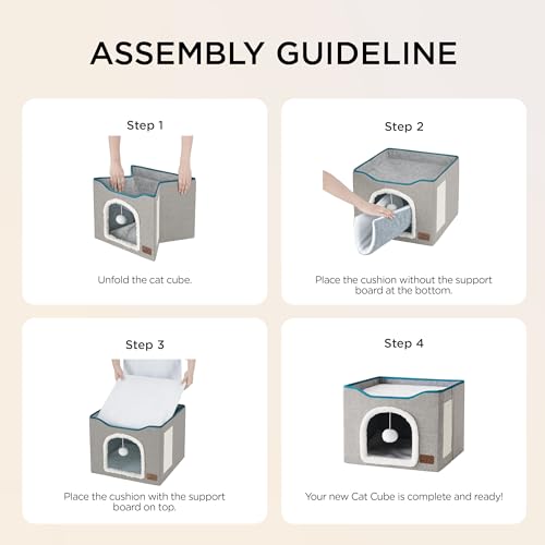 image for Bedsure Cat Beds for Indoor Cats - Large Cat Cave for Pet Cat House wi