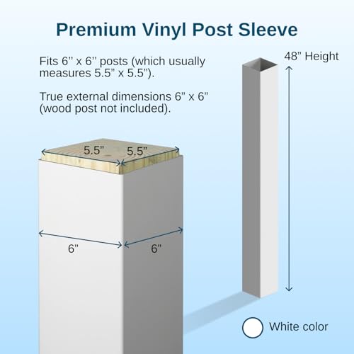 Weatherables 6x6 Post Sleeve – Weatherproof Premium Outdoor Vinyl Post Cover for Lasting Durability and Easy Installation on Decks, Patios, Porches or Mailbox Posts (6" x 6" x 48", White)