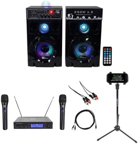GLI Club Q6.5 Dual 6.5" Bluetooth Karaoke Machine/System+2 Mics+Stand+Disco Ball