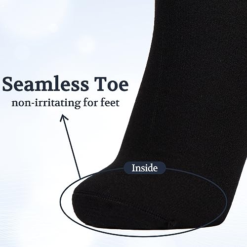 Image of +MD Bamboo Viscose Ankle Diabetic Socks for Men & Women, 6 Pairs, Soft Cushioned, Non-Binding Loose Top, Extra Wide