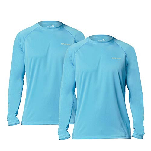 BALEAF 2 Pack Men s Long Sleeve Shirts Lightweight UPF 50+ Sun Protection SPF T-Shirts Fishing Hiking Running Blue Size XL