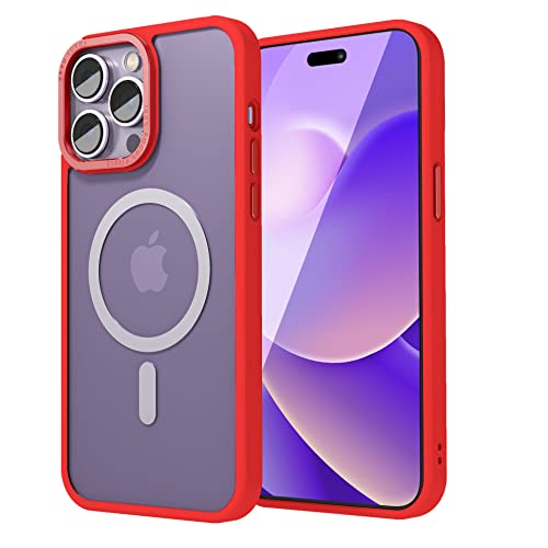 Image of eller sante Clear Armor MagPro for iPhone 14 Pro Case Cover, Shockproof, Scratch Resistant, Slim, Thin, Military-Grade Metal Ring Camera Protection, Compatible with MagSafe Back Cover - Red