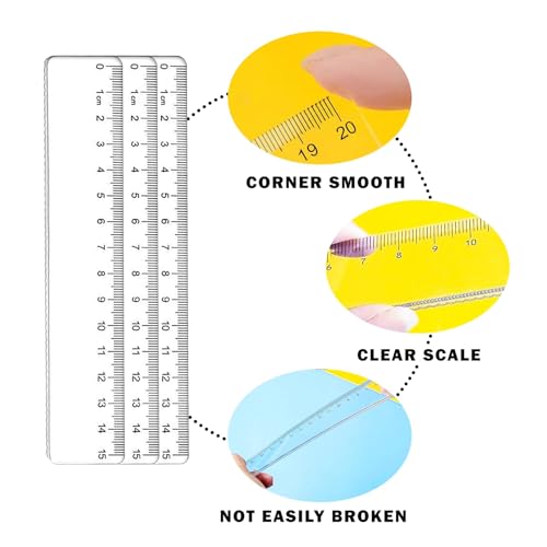 5 Stück Lineal 15cm Grundschule,Plastik Lineal 15 cm,Lineal Set Grundschule,Transparent Präzision Lineal,Lineale,mit Metrische-Skala,Lineal 15cm Flexibel,für Büro,Haushalt,Schule