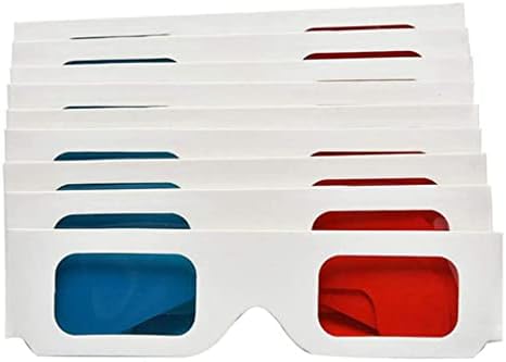 3D Paper Glasses, Red and Cyan Anaglyph, White Cardboard Frame, 50 Pairs