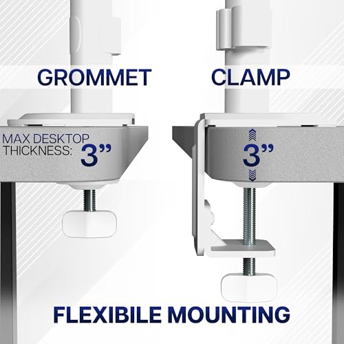 VIVO Dual Monitor Arm Extra Tall Mount for Screens up to 32 inches, Mechanical Height Adjustment, Full Articulating Heavy Duty VESA Stand with Desk C-clamp and Grommet, White, STAND-V012KW by VIVO - Image 8