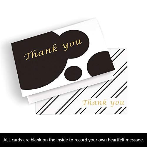 Hotcinfin 100 Thank You Cards Boxed Set,100 Assorted Simple Blank Greeting Note Cards Bulk With Envelopes And Stickers - Graduation, Business, Bridal/Baby Shower, Wedding, Funeral- 4X6 #TOP3