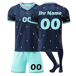 Generisch WM 2026 Fußball Trikot Personalisiert mit Eigenem Namen/Nummer für Herren/Kinder WM Fussball Set Inklusive Trikot, Shorts und Socken Football kostüm Blau